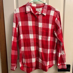 Madewell Red and White Flannel Shirt